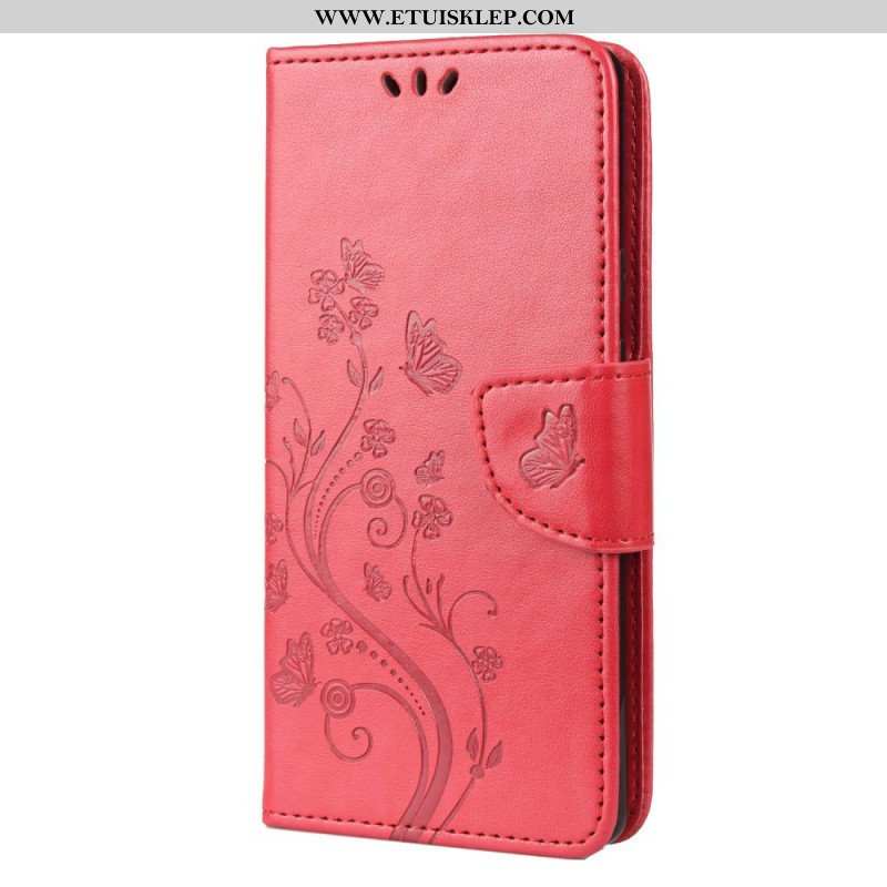 Etui Folio do Google Pixel 6 Pro Motyle I Kwiaty